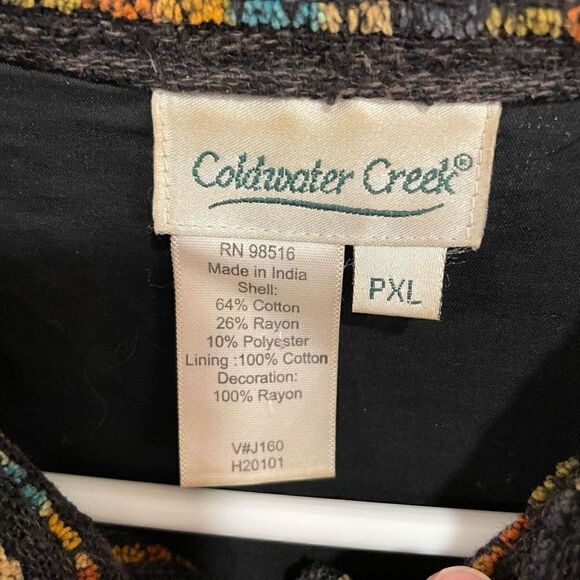 Coldwater Creek Shacket Womens XLP Mockneck Chenille Velour Boho Floral Abstract - Picture 6 of 6